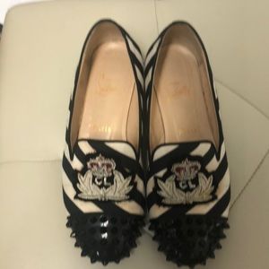 Authentic Christian Louboutins flats with black spikes size 37.5